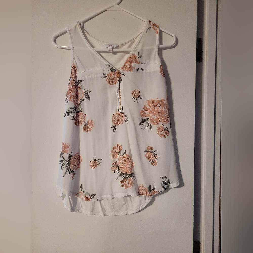 Candie's White and Pink Floral Blouse